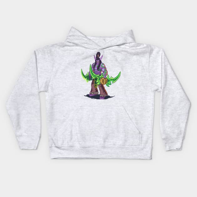 Pixel Illidan Stormrage Kids Hoodie by Cptninja